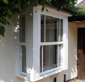 White uPVC bay window