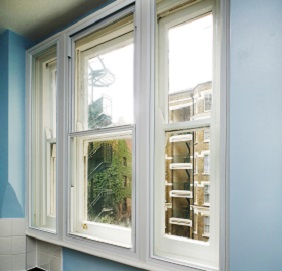 White window with secondary glazing