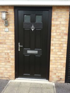 Black composite entrance door