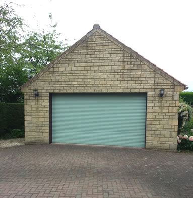 Green garage door